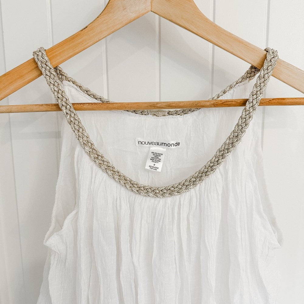 White Gold Gauzy Beach Pool Coverup Dress size Medium New